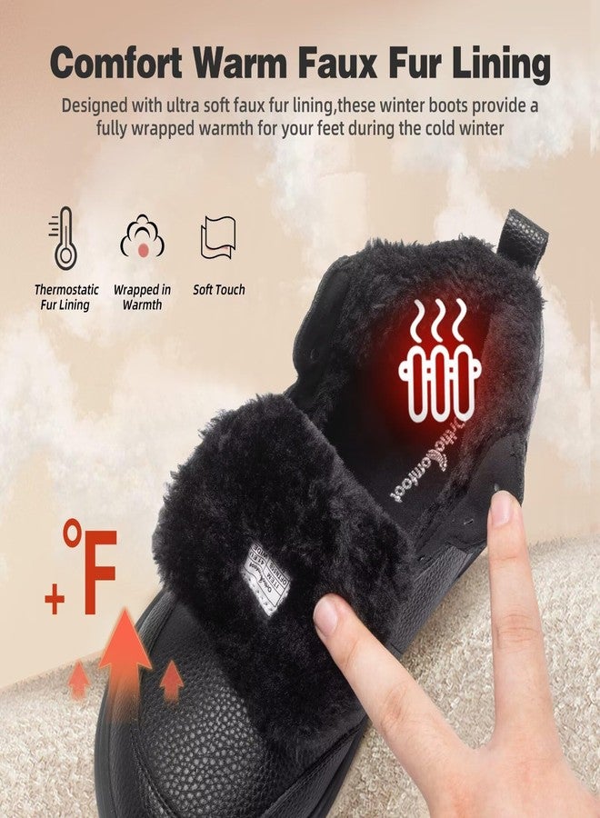OrthoComfoot Women's Orthopedic Diabetic Wide Leather Winter Ankle Boots: Casual Plantar Fasciitis Orthotic Arch Support Bunions Recovery Oxford Boots,Waterproof Warm Heel Pain Relief Walking Shoes Black Size 9.5 - Image 3
